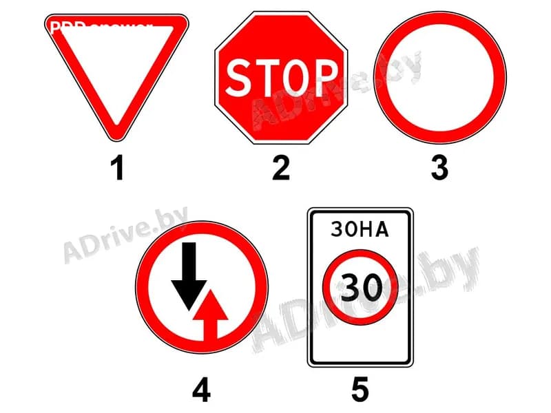 Какие из показанных дорожных знаков относятся к группе «Запрещающие знаки»?