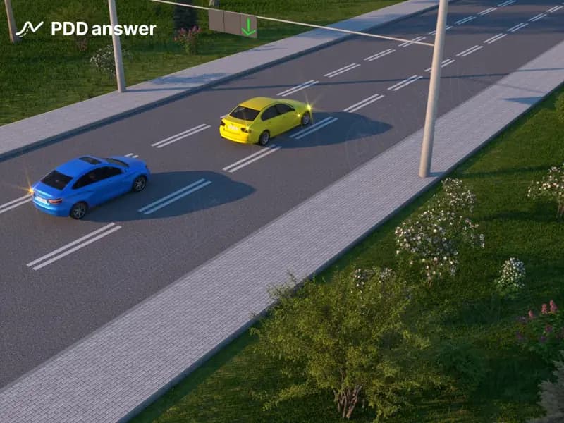 Кто из водителей в показанной ситуации совершает манёвр без нарушения Правил дорожного движения?