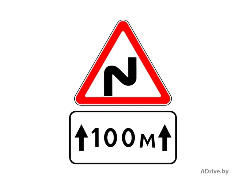 Показанная на рисунке табличка применяется с дорожным знаком «Опасные повороты» в случае, если: