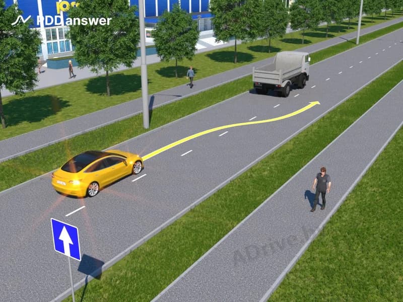 Разрешается ли водителю жёлтого легкового автомобиля произвести опережение по показанной на рисунке траектории?