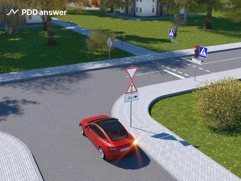 Как должен поступить водитель легкового автомобиля, поворачивая направо в показанной ситуации?