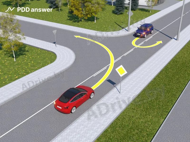 Кто из водителей не нарушает Правила дорожного движения при выполнении маневрирования на перекрёстке так, как показано на рисунке?