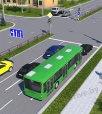 В каких направлениях разрешается продолжить движение водителю жёлтого автомобиля в показанной ситуации?