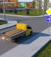 Разрешено ли водителю грузового автомобиля с технически допустимой общей массой не более 3.5 тонны повернуть налево в показанной ситуации?