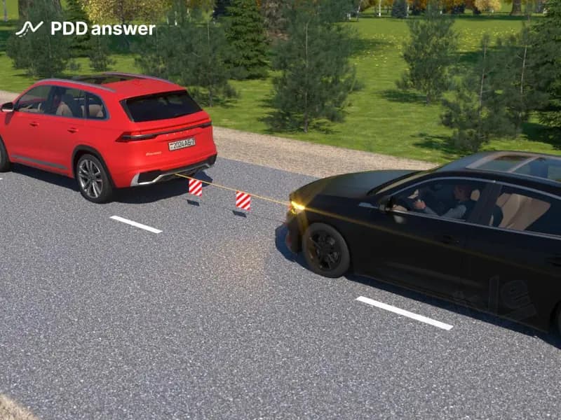 Правильно ли обозначено гибкое связующее звено при буксировке в показанной ситуации?