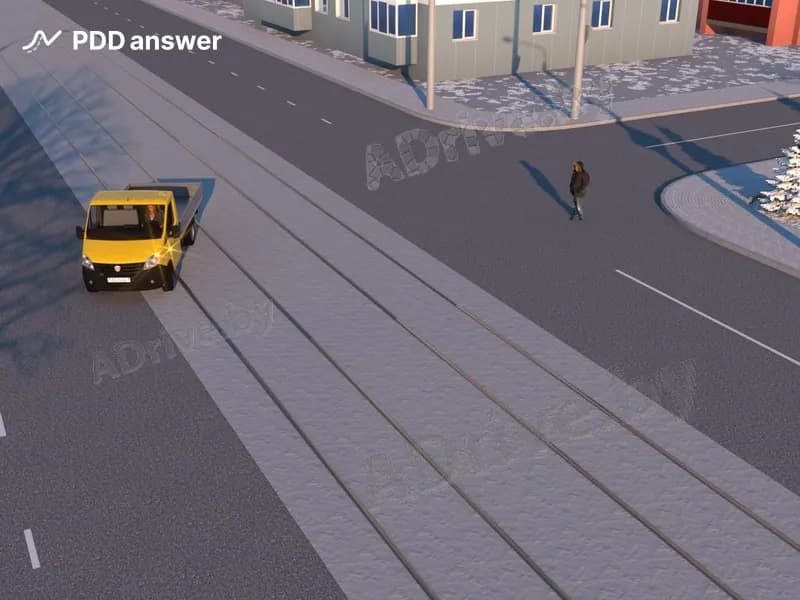 Нарушил ли Правила дорожного движения водитель грузового автомобиля, выполняя поворот налево на перекрёстке в показанной ситуации?