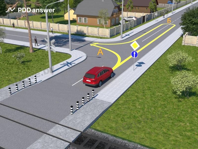 По какой из показанных на рисунке траекторий разрешено продолжить движение водителю красного легкового автомобиля?