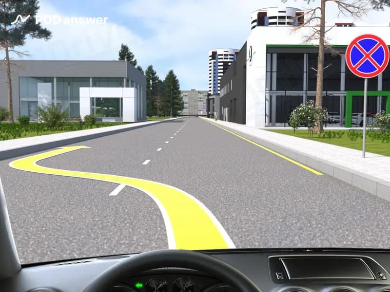 Лицо, принимающее квалификационный практический экзамен, подало команду: «Остановитесь справа в ближайшем разрешённом месте». Выполните ли Вы его требование, если остановитесь в показанном стрелкой месте?