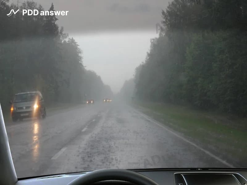 В чём состоит опасность движения в дождь?