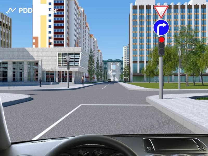 В каком направлении разрешено Вам продолжить движение в показанной ситуации?