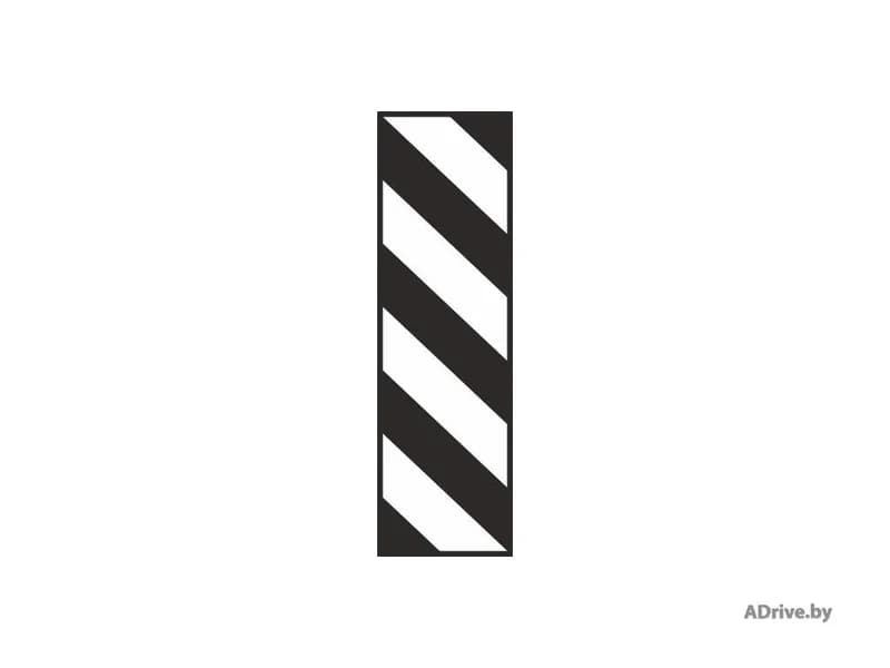 С какой стороны необходимо объезжать вертикальный элемент дорожного сооружения, если он обозначен показанной на рисунке вертикальной дорожной разметкой?