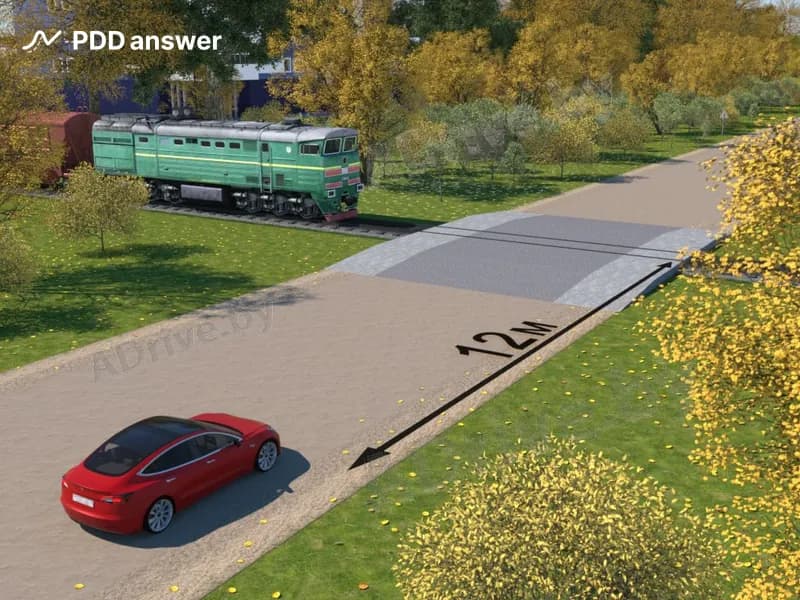 Нарушил ли Правила дорожного движения водитель легкового автомобиля, остановившись перед переездом так, как показано на рисунке?