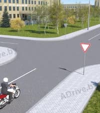 В каких направлениях разрешено продолжать движение мотоциклисту?