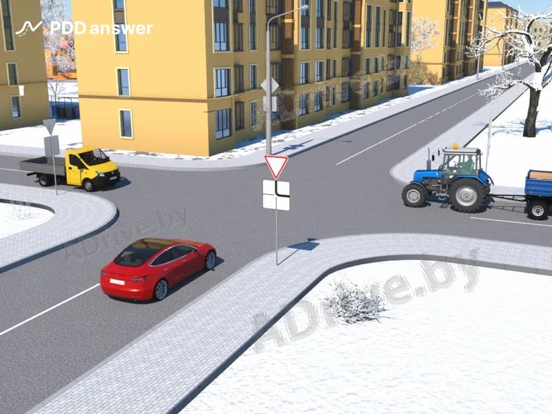 В показанной ситуации при движении прямо водитель легкового автомобиля: