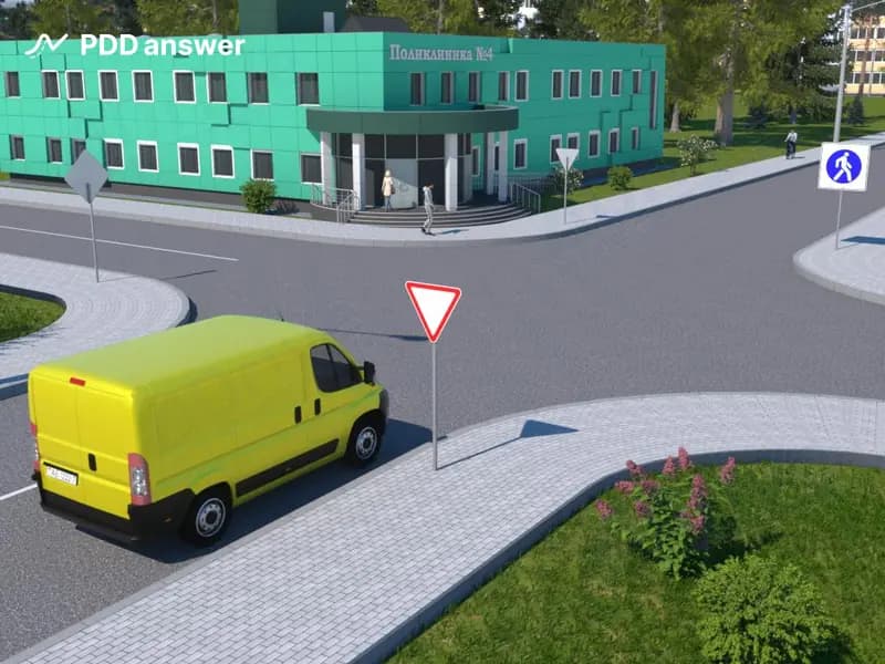 Разрешается ли водителю грузового автомобиля с технически допустимой общей массой не более 3.5 тонны проехать прямо через показанный перекрёсток?