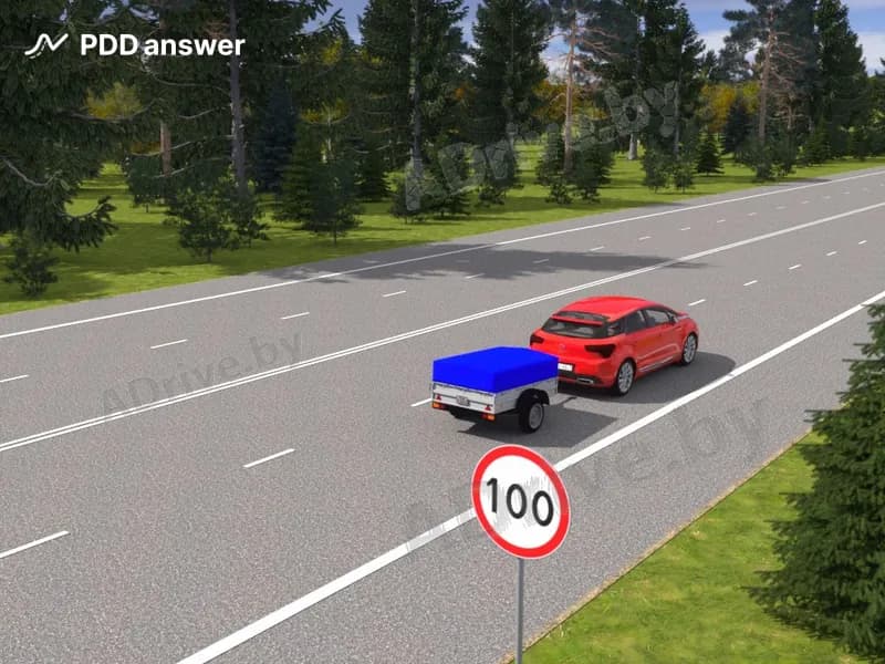 Разрешается ли водителю легкового автомобиля с прицепом двигаться со скоростью, указанной на дорожном знаке, по дороге, не являющейся автомагистралью или дорогой для автомобилей?