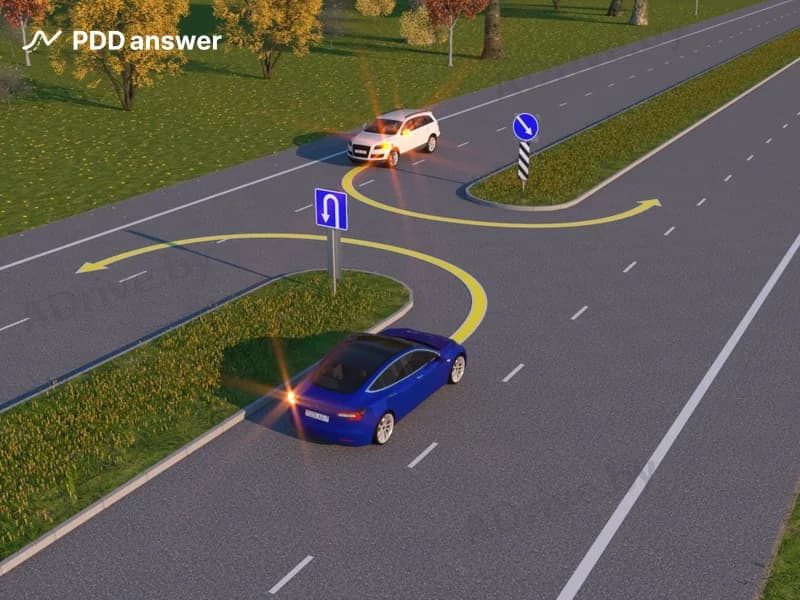 Водитель какого автомобиля выполняет разворот, не нарушая Правила дорожного движения?