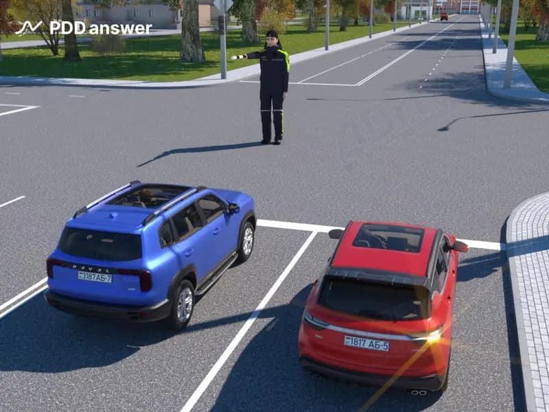 Каким транспортным средствам разрешено продолжить движение в показанной ситуации?