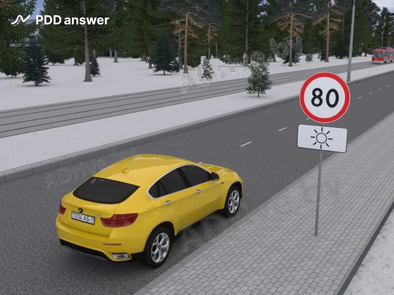 В каком случае водитель не нарушит Правила дорожного движения, если на показанном участке дороги в населённом пункте он будет осуществлять движение со скоростью 70 км/ч?