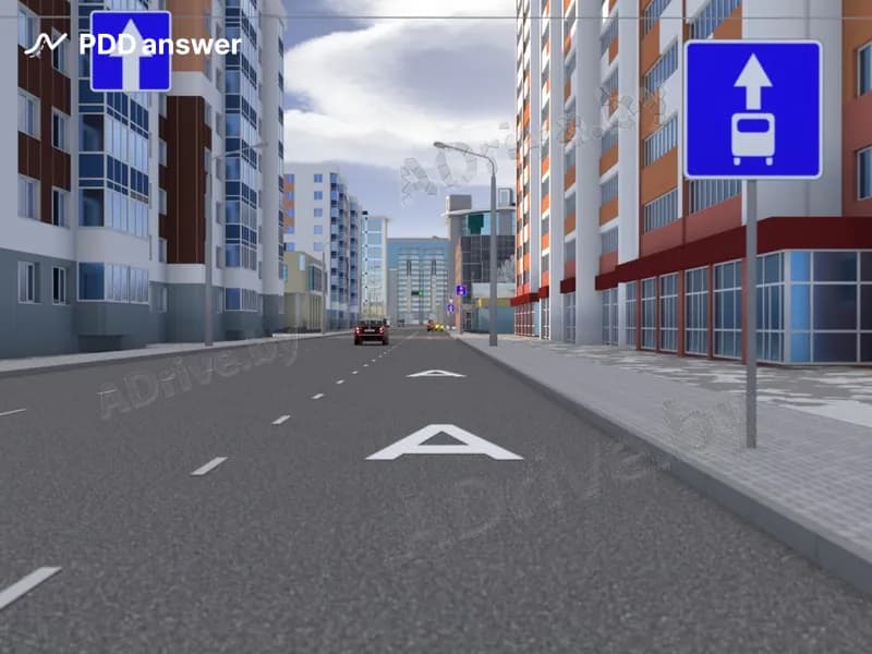 Разрешено ли продолжить движение, управляя легковым автомобилем, по показанной полосе движения?