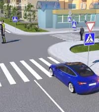Разрешается ли водителю легкового автомобиля повернуть направо в показанной обстановке?