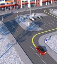 Разрешается ли водителю легкового автомобиля проехать в направлении стрелки, как показано на рисунке?