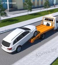 Должна ли быть включена аварийная световая сигнализация на буксируемом указанным способом легковом автомобиле?