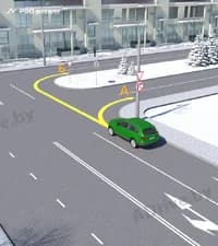 В каких направлениях разрешено продолжить движение водителю зелёного автомобиля?