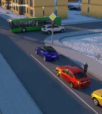 Водитель красного легкового автомобиля занял соответствующее положение на проезжей части дороги перед поворотом налево. Нарушил ли он Правила дорожного движения, высадив пассажира по его просьбе во время ожидания разрешающего сигнала светофора?
