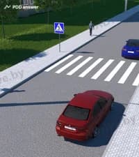 В каком из ответов наиболее полно перечислены действия, которые запрещены водителю красного автомобиля в указанном месте?