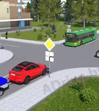 В показанной ситуации при движении прямо водитель легкового автомобиля с прицепом: