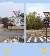 Какие фрагменты рисунка соответствуют определению «обозначенный перекрёсток»?