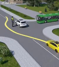 Разрешается ли выполнить обгон водителю жёлтого автомобиля на перекрёстке, изображённом на рисунке?