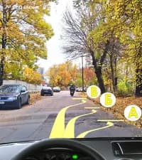 Разрешена ли Вам остановка в указанных местах на дороге, имеющей по одной полосе движения в каждом направлении, в населённом пункте?