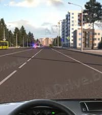 В показанной ситуации Вы, управляя легковым автомобилем, должны остановиться при приближении транспортного средства оперативного назначения с включенными маячками синего и красного цвета. Как это необходимо сделать?