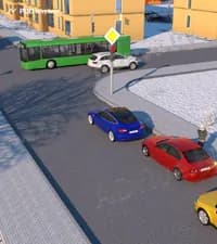 Водитель красного легкового автомобиля занял крайнее правое положение на проезжей части дороги перед поворотом направо. Нарушил ли он Правила дорожного движения, высадив пассажира по его просьбе во время ожидания разрешающего сигнала светофора?
