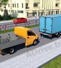 Какие системы и механизмы должны быть исправны у буксируемого автомобиля в показанной ситуации (конструкция жёсткой сцепки не обеспечивает движение буксируемому автомобилю по траектории буксирующего), если масса автомобилей приблизительно одинаковая?