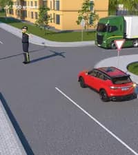 Разрешается ли водителю легкового автомобиля в показанной ситуации повернуть направо?