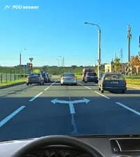 В каких направлениях из перечисленных Вам, управляя легковым автомобилем, будет разрешено продолжить движение с занимаемой полосы движения при включении разрешающего сигнала светофора?