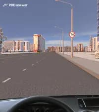 Вы двигаетесь в населённом пункте со скоростью 58-60 км/ч. В каком случае Вы не нарушите Правила дорожного движения на показанном участке дороги?