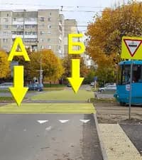 Какое из обозначенных на фотографии пересечений является перекрёстком?