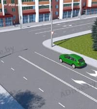 В каких направлениях разрешено продолжить движение водителю зелёного автомобиля?