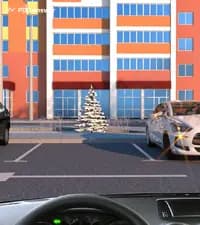 Вы начинаете движение одновременно с белым автомобилем напротив, выезжая налево с места стоянки. Обязаны ли Вы уступить дорогу в показанной ситуации?