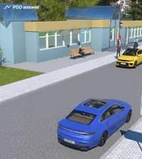 Водитель какого автомобиля нарушает Правила дорожного движения, если скорость движения синего автомобиля составляет 25 км/ч, а жёлтого автомобиля — 15 км/ч?