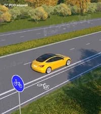 Правильно ли водитель жёлтого автомобиля занял положение на проезжей части при движении по данной дороге?