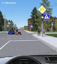 Как следует Вам поступить в показанной ситуации, управляя легковым автомобилем, если Вы намерены продолжать движение прямо (на светофоре включился жёлтый сигнал)?