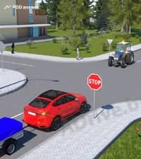 При повороте направо в показанной ситуации водитель легкового автомобиля: